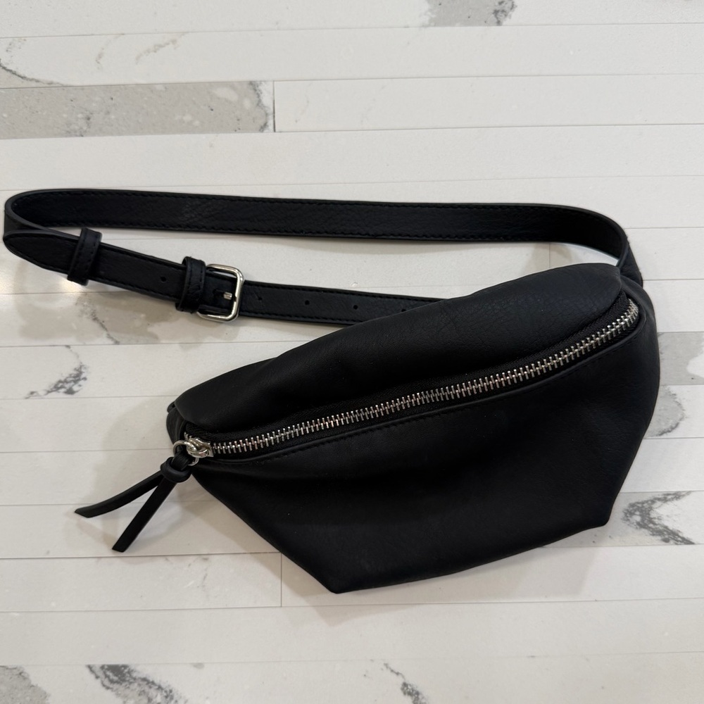 EXPRESS Black Faux Leather Belt Bag / Fanny Pack